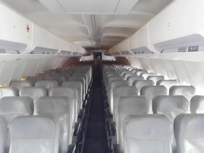 Boeing 737-300 of Aquiline International. Passenger Cabin, Full Economy